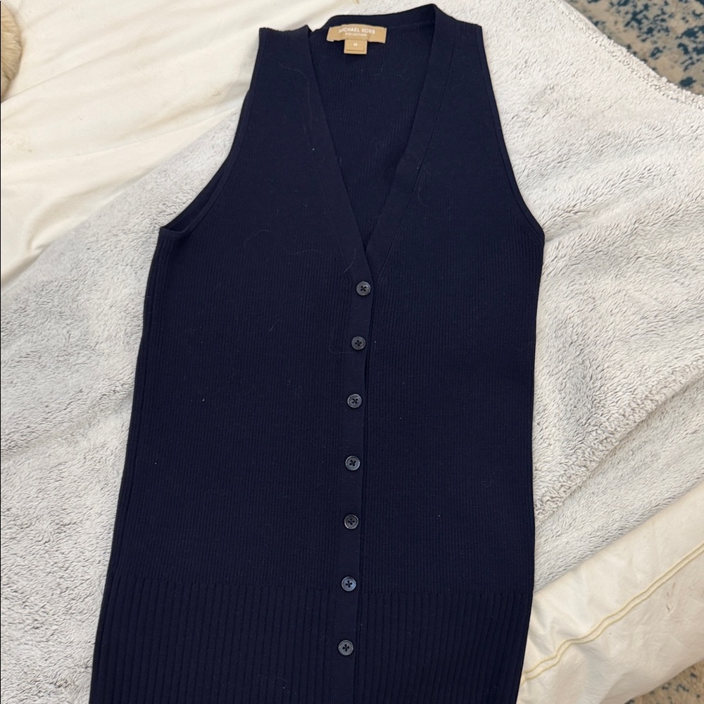 Michael Kors Collection Navy V-Neck Sweater Vest